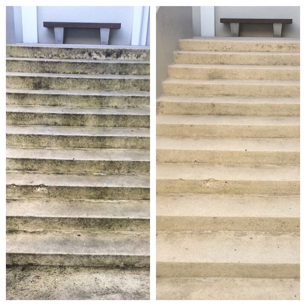 Concrete Stairs Cleaning Before & After